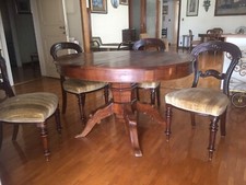 ANTICO TAVOLO OVALE ALLUNGABILE DELL'800 IN LEGNO MASSELLO + 4 SEDIE IN NOCE