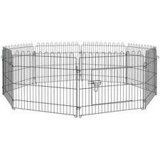 PawHut Gabbia per Cani e Gatti Kennel Salvaspazio in Acciaio Φ158x61cm Nero