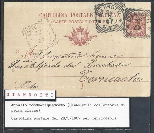 1907 annullo su intero - 1907,