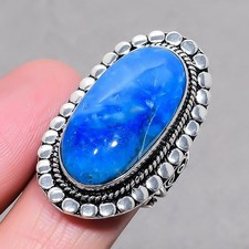 Anello regolabile vintage in lapislazzuli forma ovale gemma bigiotteria...