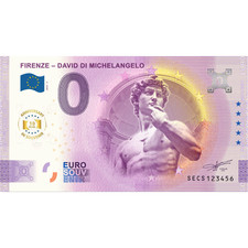 0€ ZERO EURO SOUVENIR BANCONOTA TURISTICA ITALIA 2025 - FIRENZE DAVID ANNIVERSAR