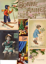 Lotto 21 cartoline vintage Buon Anno, 8 piccole primo '900