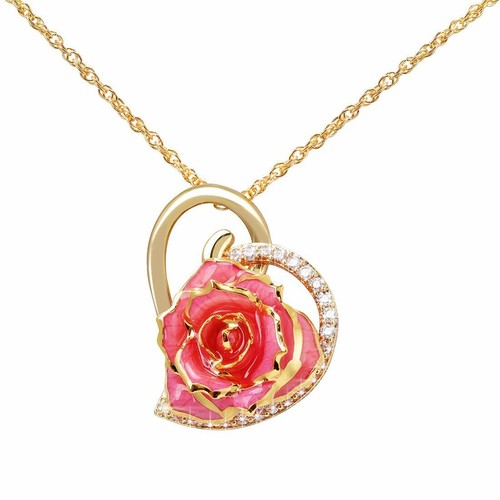 Collana con ciondolo rosa vera