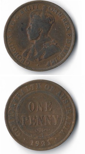 Australia penny 1921 - australia., aÑo