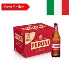 Peroni Birra, Cassa con 15 Birre Lager in Bottiglia da 66 cl, 9.90 L, con Mal...