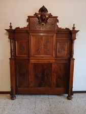 TESTATA LETTO INIZI '900 CON TESTA DI ANGELO E COLONNE. RESTAURATO.