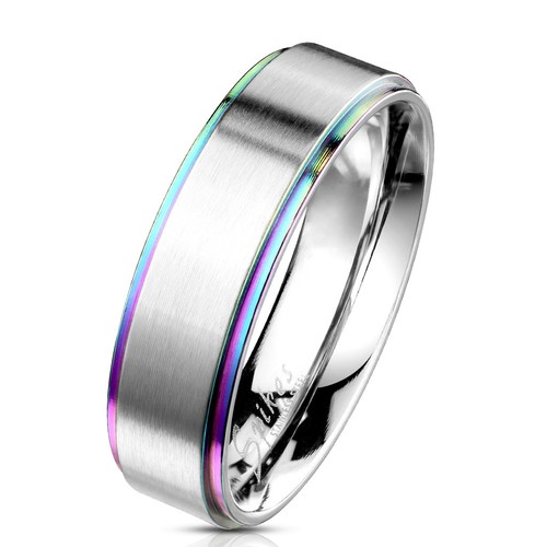 Anello acciaio inox arcobaleno - anello,