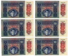 10 KRONEN LOT 6 BANKNOTES AUSTRIA OESTERREICHISCH DEUTSCHÖSTERREICH 1919 qFDS