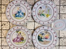 4 Piatti Grandi in porcellana Bassano 'Quattro Stagioni', stampa unica, craquelé