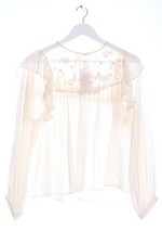 ZARA Blusa trasparente Donna Camicetta a blusa Taglia IT 42 bianco sporco