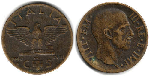 Italia centesimi 1940 - italia,