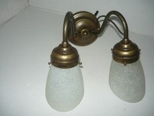 Applique "oliva" 2 luci in ottone brunito da parete bagno camera con vetri