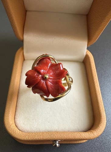 Anello vintage fiore corallo - vintage,