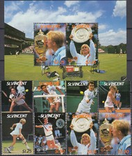 Set St Vincent e S/S Tennis Wimbledon 1987 MNH-17 euro