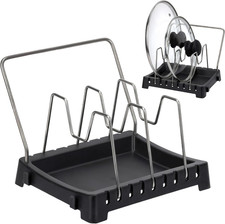 Porta Coperchi Pentole Salvaspazio in Acciaio Inox, Organizer Cucina Compatto Co