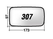 Per Ford Fiesta 1989-1994 Vetro di Ricambio Dx per Specchio Retrovisore 173x97mm