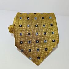 Cravatta Elegante Oro Fantasia Floreale Gino Martini 100% Seta Made in Italy Top