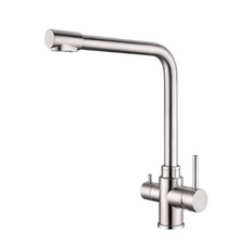 Rubinetto cucina miscelatore colonnina  3 vie 3/8'' acciaio inox spazzolato 304