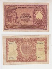 Repubblica: 100 lire Italia Elmata 31/12/1951 (Bolaffi Cavallaro Giovinco)