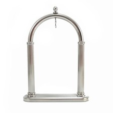 Porta orologi da tasca a tempio in ottone cromato Base 9,5x2,5 cm Altezza 13 cm