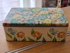 PASTIGLIE CARAMELLE LEONE TORINO - VINTAGE - SCATOLA IN LATTA DISEGNO FIORI