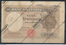 °°° ITALIA 25 LIRE AQUILA CON BANDIERA SABAUDA 12/5/1919 °°°