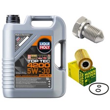 Set Filtro Olio Motore Liqui Moly 5W-30 5 Litri + Tappo Scarico Olio per Audi A4 Avant
