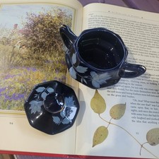 ar117) Zuccheriera Blu Cobalto Porcellana T. Limoge Peint A La Main Vintage...