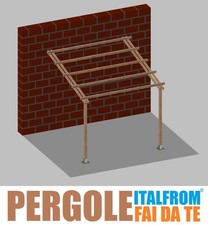 Pergola in Legno Impregnato Addossata Gazebo Tettoia Pompeiana Tassella 3X3X2,5
