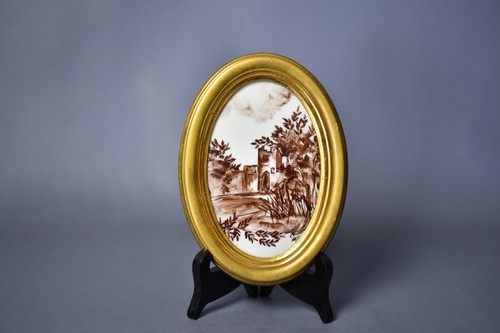 Antico ovale quadro - , firmato