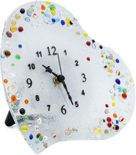 Orologio Da Tavolo Vetro Murano Meccanismo Silenzioso Decorato a Mano Soprammobi
