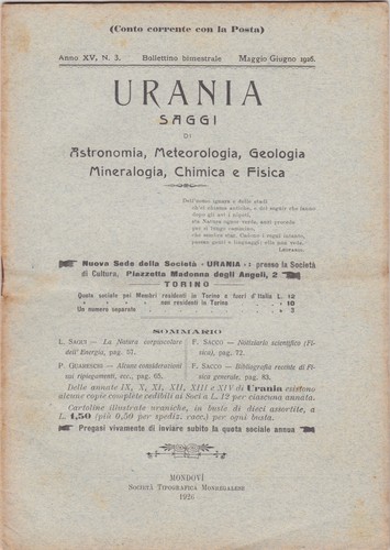 Urania rivista 1926 anno - 1926,, xv
