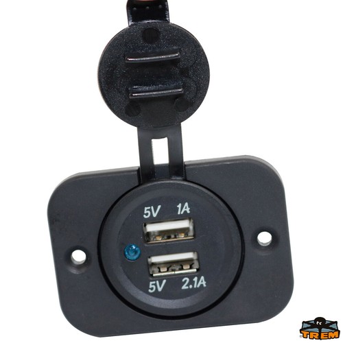 Presa doppia usb nera 12v - 1,