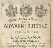 LIQUORI_DISTILLERIA_BUTON_ROVINAZZI_BOLOGNA_ARALDICA_MUSICA_POLKA_CARPESANI_RARO