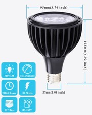 1 PZ Lampadina faretto LED PAR30 super luminosa 30 watt base E27 nero