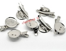 2pz base per spille clip 40x23mm ,fit 23mm,BIJOUX colore argento scuro