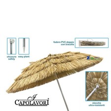 OMBRELLONE DA MARE PISCINA SPIAGGIA GARDEN RAFIA D. CM 200 PALO ANTIVENTO.