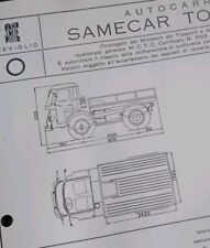 TRATTORE SAME SAMECAR TORO AT SCHEDA OMOLOGAZIONE ITALIANA 1963 ASI 