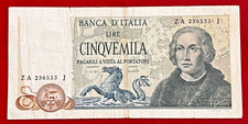 BANCONOTA  ITALIA 5000 LIRE COLOMBO 2° Tipo conservazione BB decr. 20/05/1971