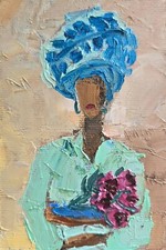 Quadro donna con fiori olio