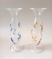 LA MURRINA MURANO Coppia VASI CLEO VETRO Blu Giallo Firmato