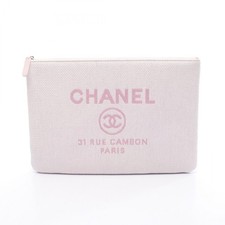 CHANEL Deauville Clutch mini bag pochette pochette pochette pochette A80117 rosa paglia usata donna