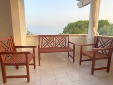 Set salotto da esterno in legno di acacia 1 divano e 2 sedie