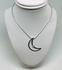 1 girocollo in Oro bianco 18kt con luna e Diamante Diamond moon white gold