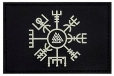 Viking Vegvisir Rune Valknut Patch [3,0 x 2,0 pollici - gomma PVC - bagliore al buio - R5]