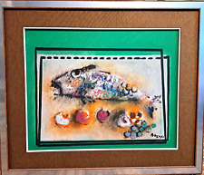 Manlio Bacosi 40x50 olio su tela. Con cornice. Originale.Pesce natura morta.