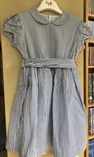 Vestitino Festa Bambina Di Cotone Bianco E blu 5/6 Anni