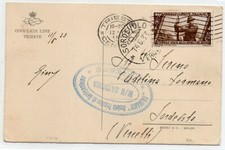 NAVIGAZIONE , 1933 , M/N  VULCANIA - COSULICH , bollo + .cartolina nave 