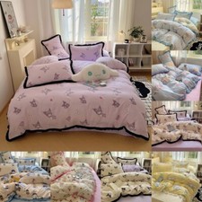 Set lenzuola copriletto trapuntato twill di cotone cartone animato Kuromi Melody Cinnamoroll