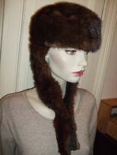 CAPPELLO COLBACCO VISONE MARRONE AVIATORE MINK HAT HUT PELLICCIA FUR PELZ 57/58